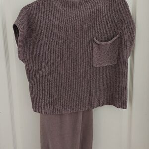 Free People Freya Set Taupe Knit Sleeveless Pullover